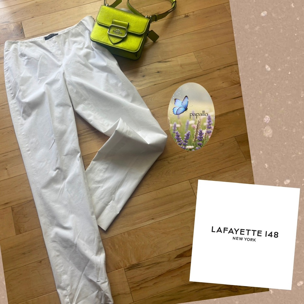 Lafayette 148 New York Chrystie White Cotton Stretch Side Zip Pants Size 4